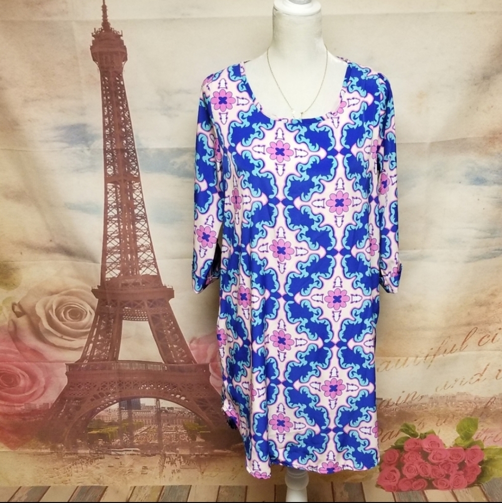 Peach Love colorful dress Sz M